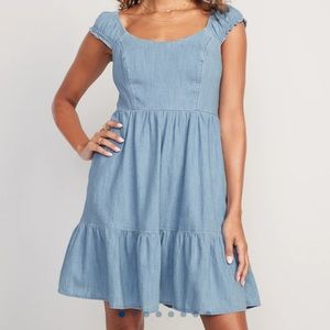 Blue Smocked Jean Dress